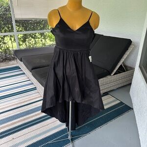 B DARLIN Women's Black Spaghetti Strap Full-Length Formal Hi-Lo Dress